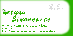 matyas simoncsics business card
