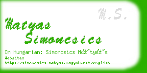 matyas simoncsics business card